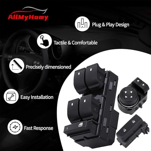 Driver Side Master Power Window Switch Set with Door Lock & Mirror Control for