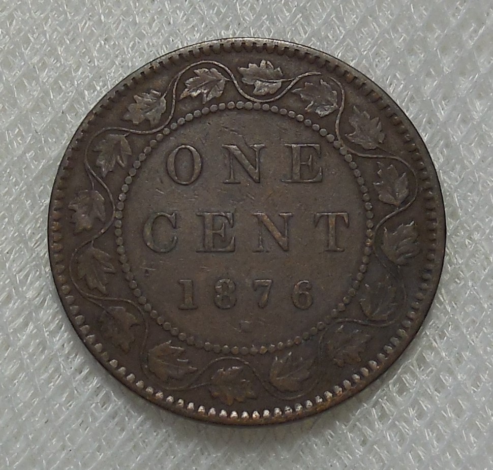 1876 H CANADA ONE CENT BRONZE COIN