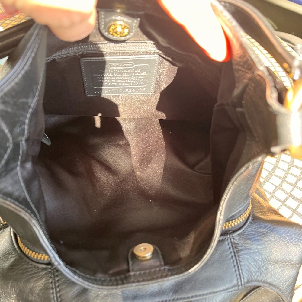 Coach Campbell Black Leather Hobo Shoulder Bag EUC