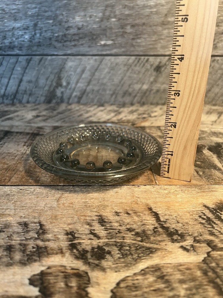 Clear Glass Ashtray Diamond Point Pattern Mid Century Home Decor
