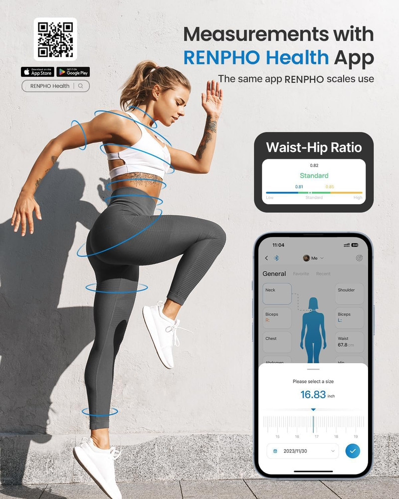 RENPHO Body Smart Measuring Tape, for Weight Loss, Bluetooth Fitness Equipment