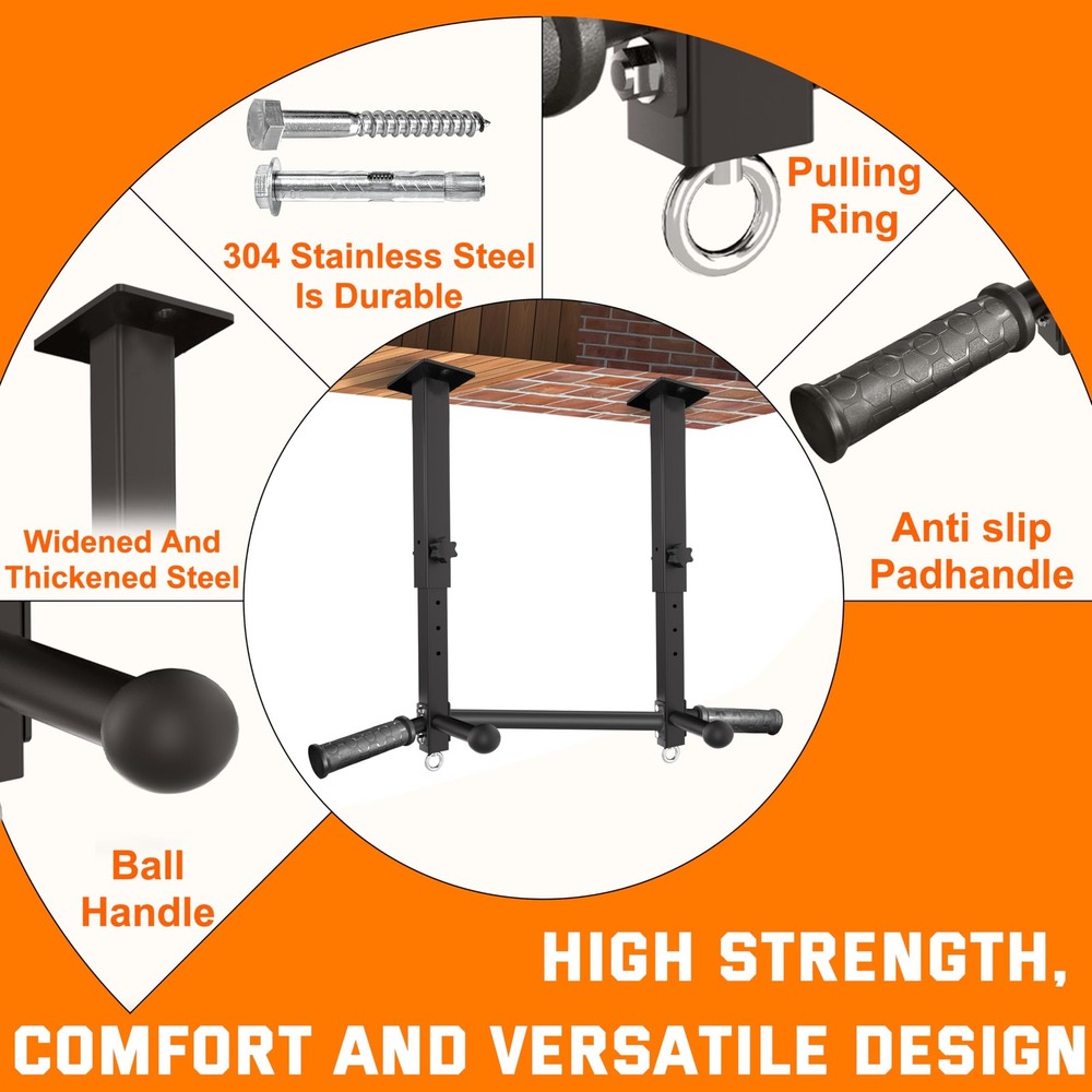 Upgraded-24" Ceiling Mount Pull Up Bar for Garage/Basement/Rafter - Heavy Dut...