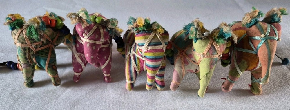 Handmade Indian Elephant String 40" Hanging Decoration Rajasthani Boho Wall