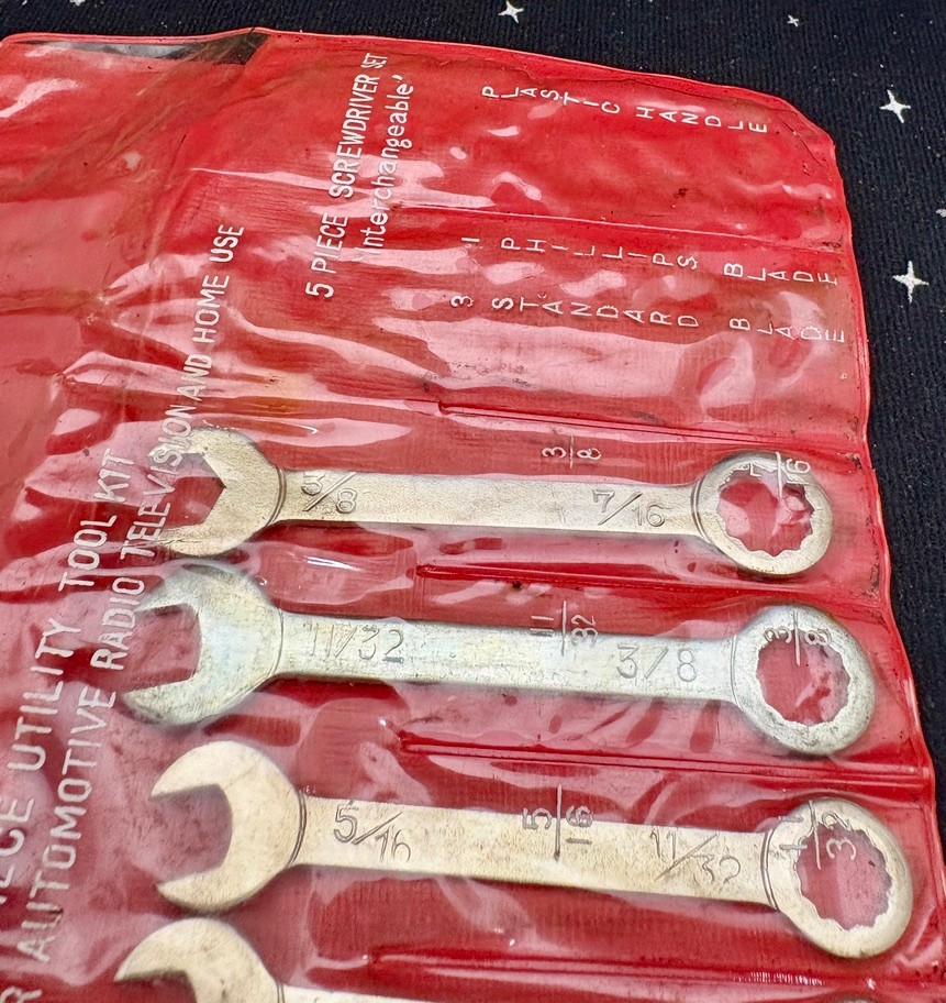 VTG 8 Piece Combination Wrenches Japan Screwdrivers Missing W/Plastic Case