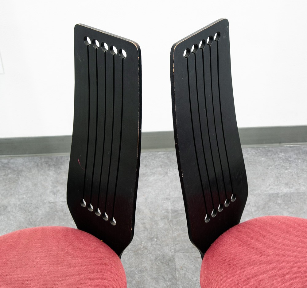 Mid Century Danish Modern Dining Chairs 2 Post Modern Black Memphis Ebonized Pr