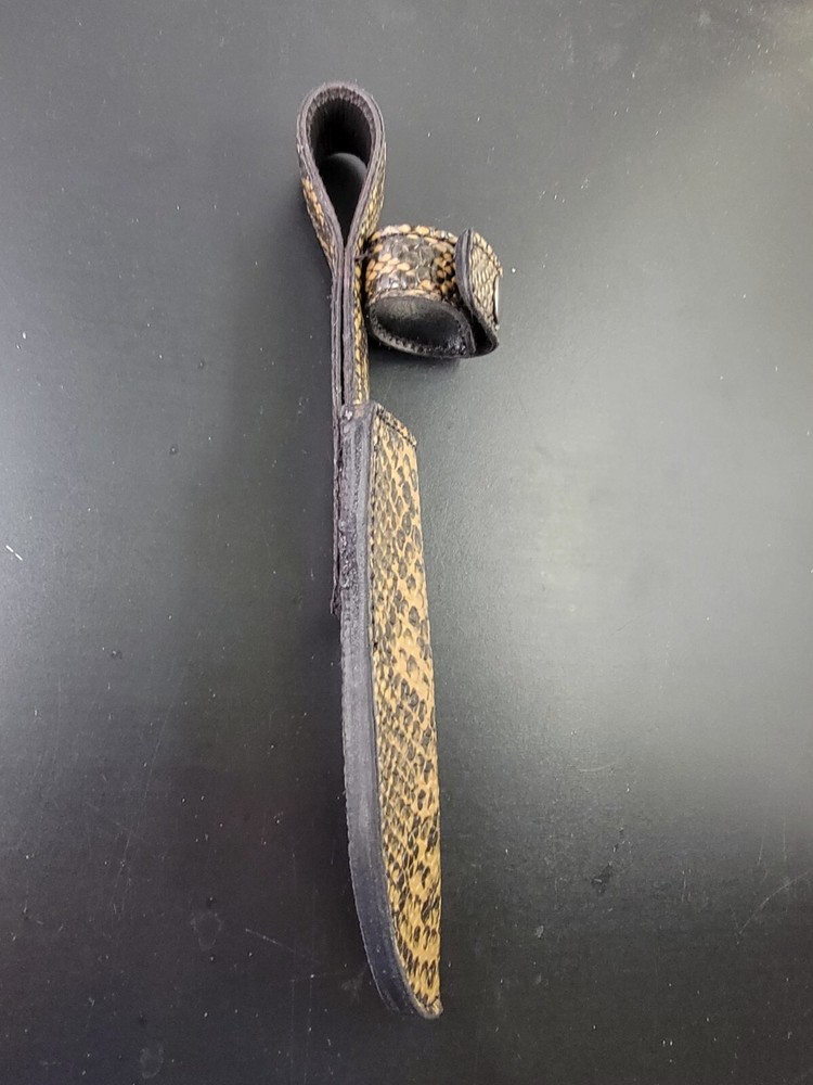 Buck Knives 119 Sheath Right Pull Authentic FAUX SAND BROWN PYTHON SKIN leather