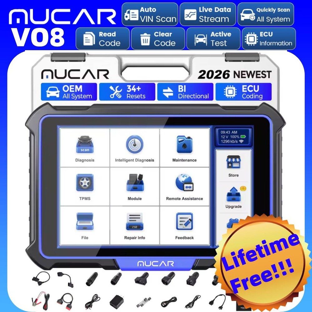 MUCAR VO8 34+ Service Automotive Diagnostic Scanner BT Bidirectional E.CU Coding