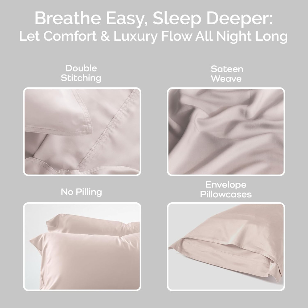 Cooling Bamboo Sheets Set with 2 Pillowcases - Soft & Hypoallergenic