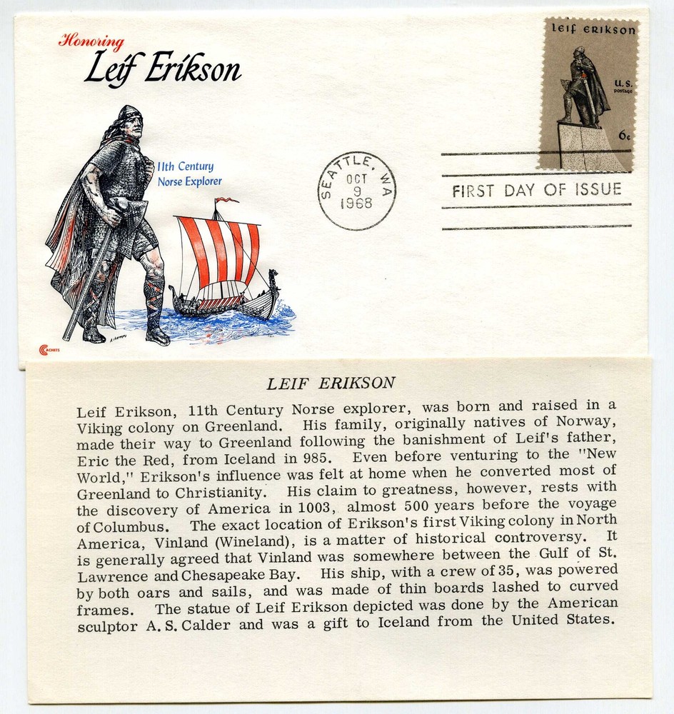 1359 Leif Erikson Cover Craft cachets, CCC, FDC