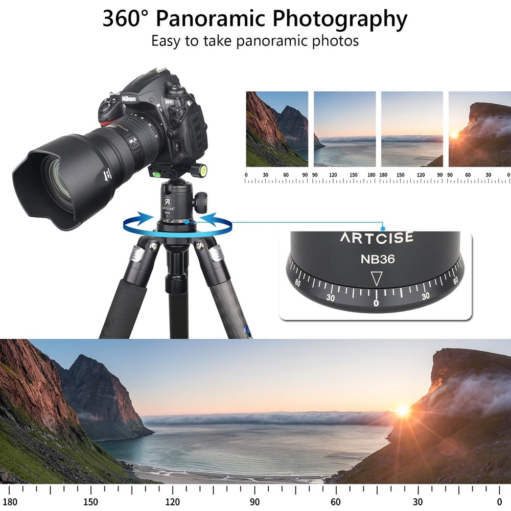 ARTCISE Tripod Ball Head Camera Mount 36mm Diameter Black