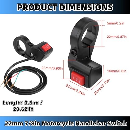 3 Speed Switch 22mm 7/8in Motorcycle Handlebar Switch Ebike Handlebars Bars