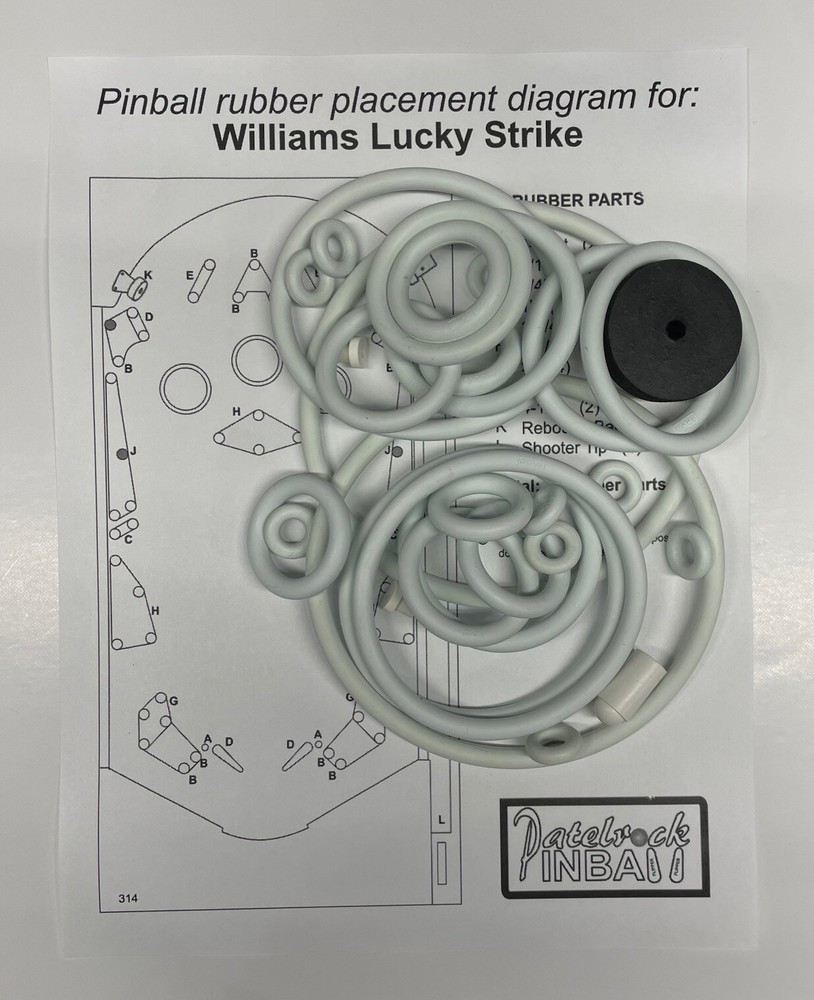 1965 Williams Lucky Strike Pinball Machine Rubber Ring Kit