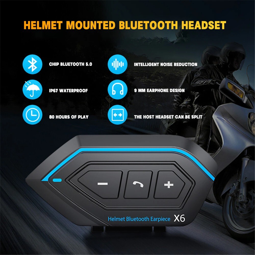 Motorcycle Helmet Intercom Speaker Bluetooth Headset & mic Waterproof Hands-Free