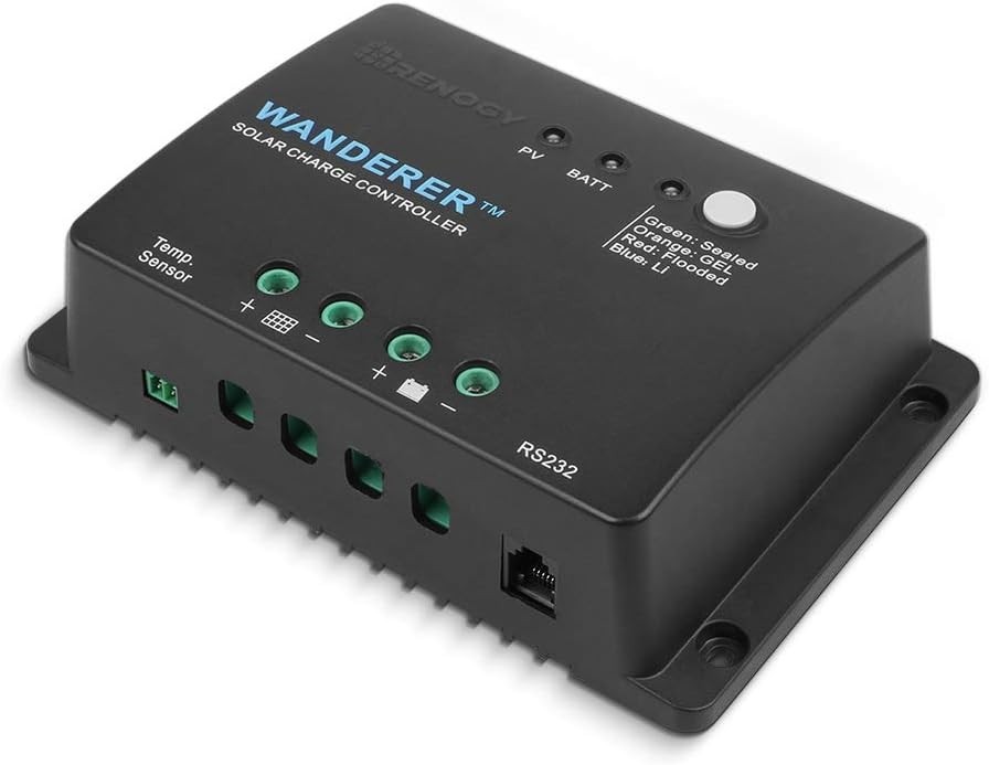Wanderer Li 30A 12V PWM Solar Charge Controller with Temp Sensor & Bluetooth