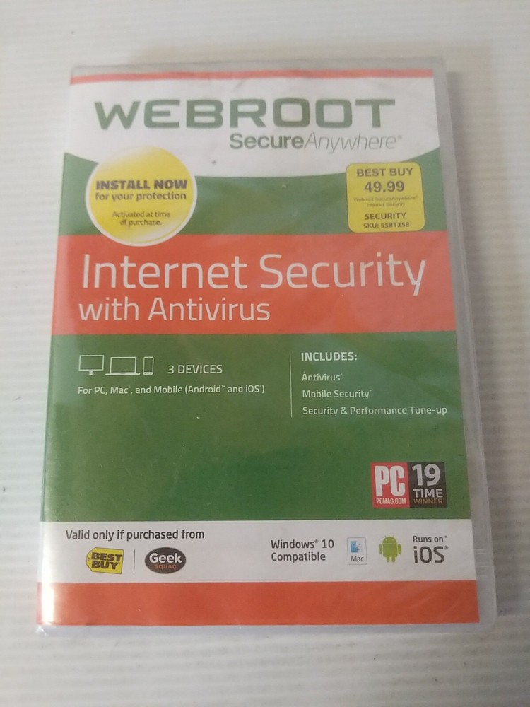 WEBROOT Secure Anywhere Internet Security - Antivirus 3 Devices NEW ~ #175e