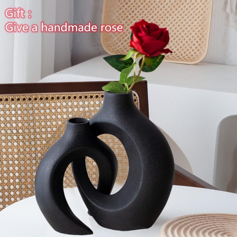 Handmade Ceramic Vase Set with Cuddling Couples Design - Modern & Unique Decor