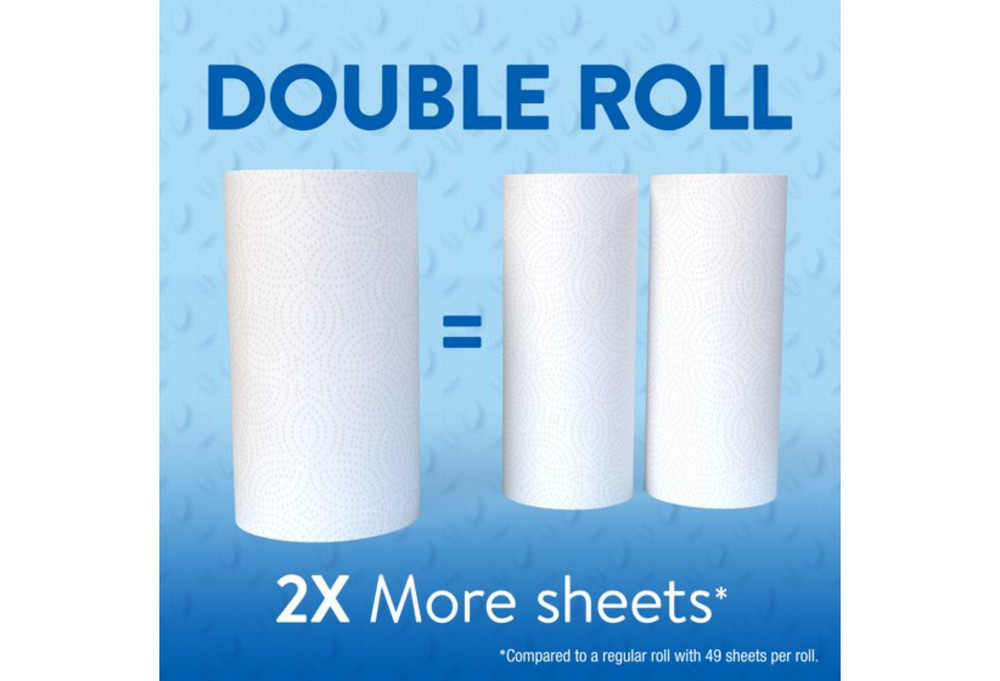 Everyday Strong Paper Towels, Paper, 2 Double Rolls, Split Sheets