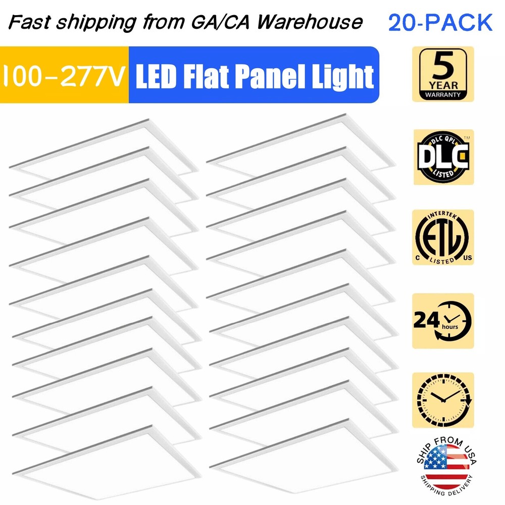 20-Pack 2x2 ft LED Panel Lights | Energy-Efficient Troffers for Drop Ceilings