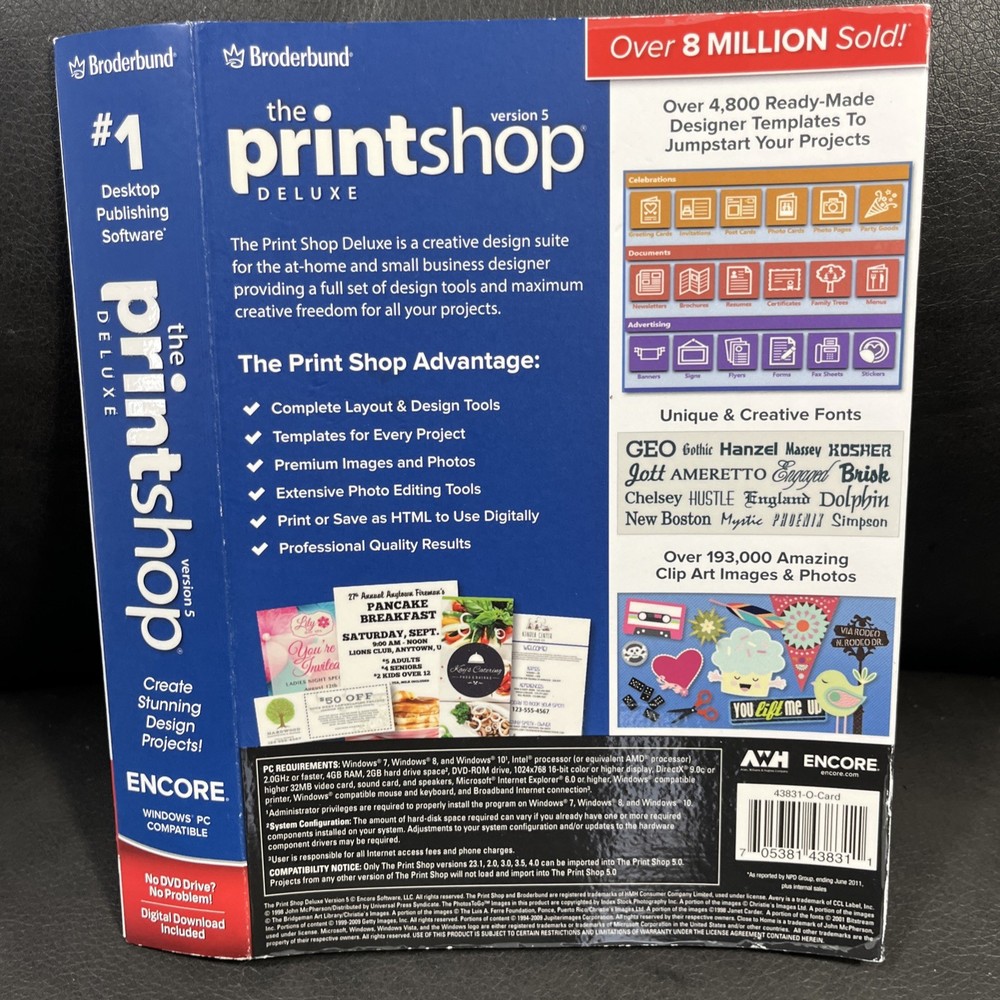 The Printshop Deluxe Suite Version 5 by Broderbund Encore (SAME DAY CODE) READ