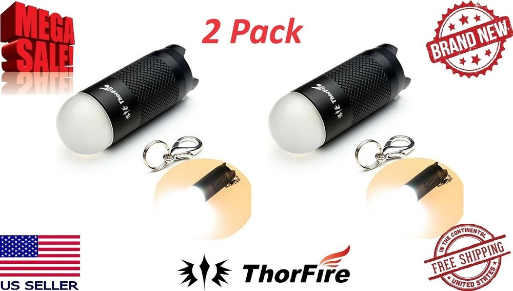 ThorFire Mini LED Keychain Flashlight Super Bright 120 Lumen 2 Pack.Uses CR123A