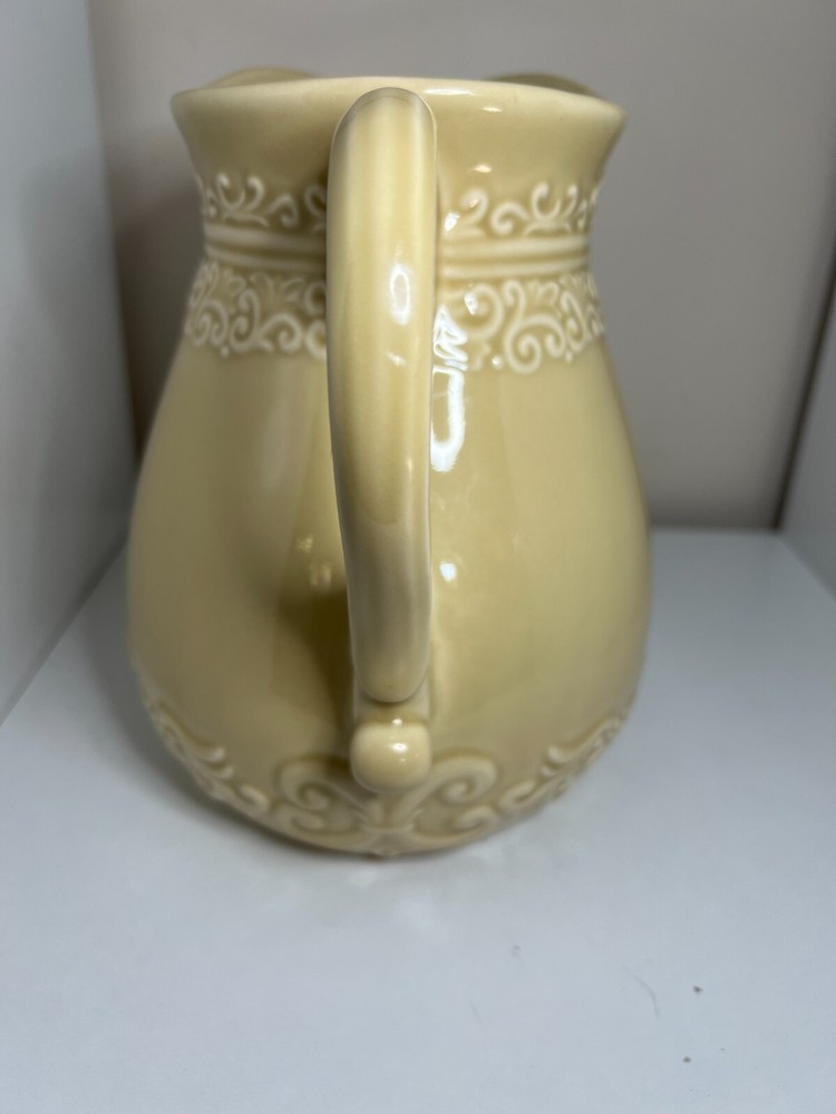 DRAKE DESIGN Embossed PITCHER Fleur de lis BEAUTIFUL 8" TALL