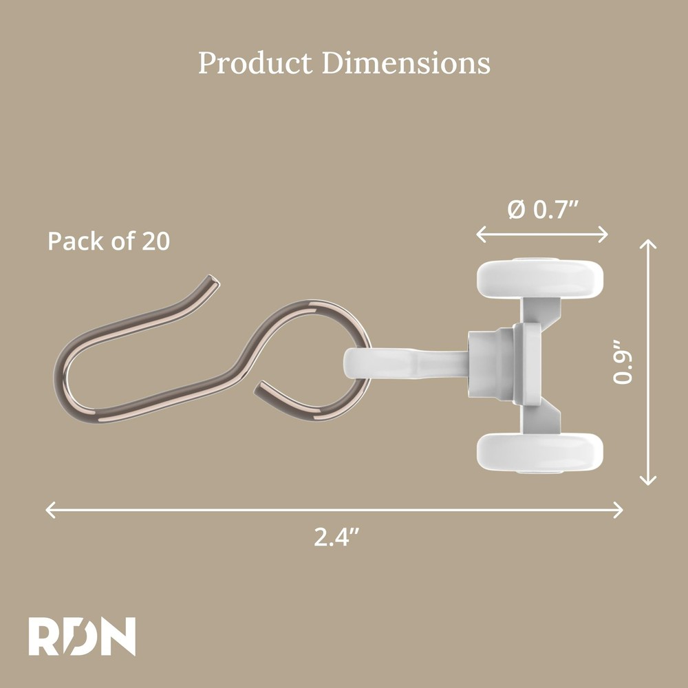 Curtain Track Hooks 20 Pack Durable Ceiling Track Roller Hooks for Curtains ...