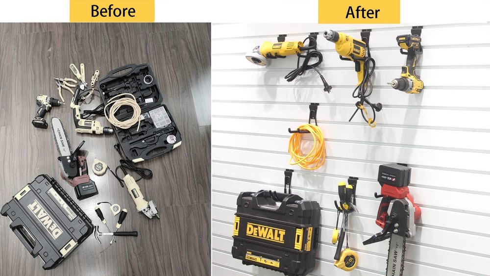 Slatwall Hooks 8 Pack, Heavy Duty Garage Wall Organizer for Power Tools and C...