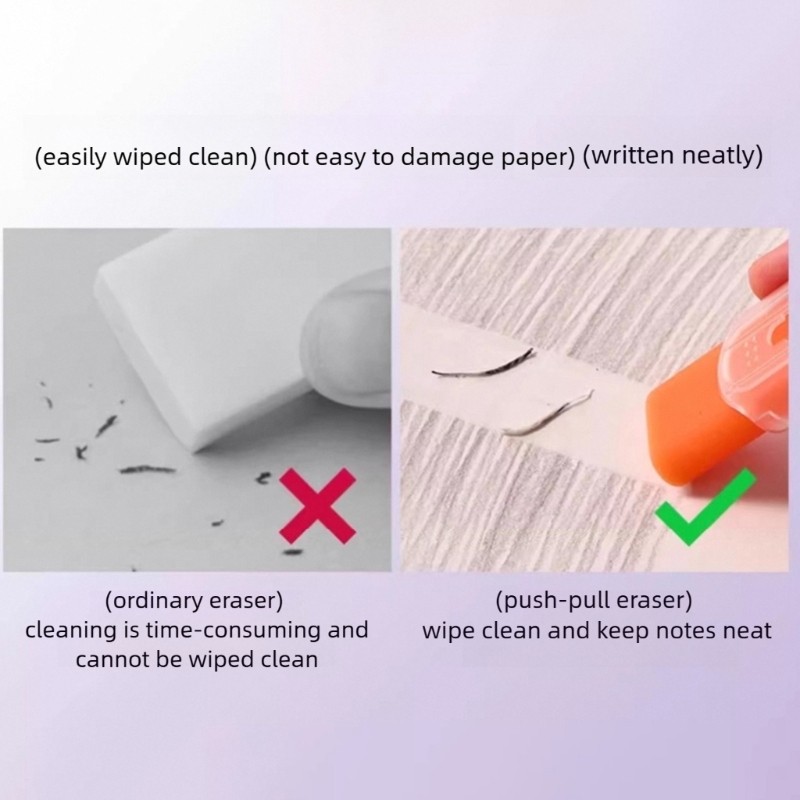 4Pcs Candy Color Push Pull Eraser Sliding Retractable Eraser for Kids Drawing