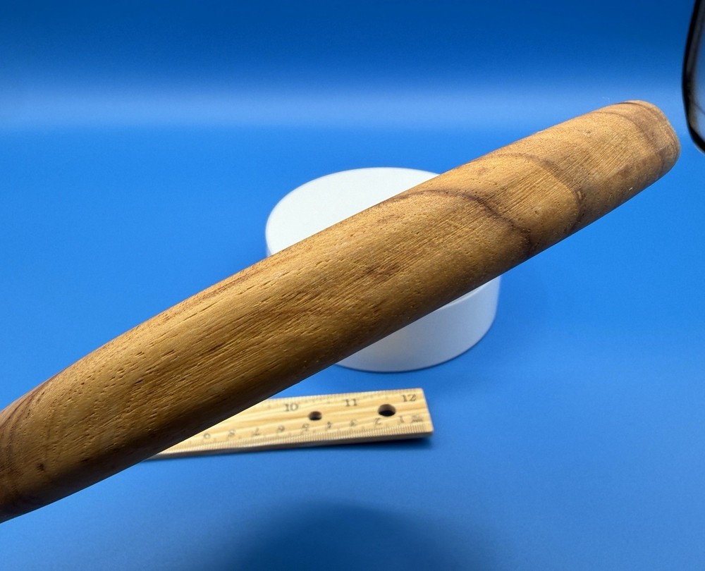 Vintage Handheld Beveled Mirror ~ Solid Wood Smooth Rounded Handle ~ 14 Inches