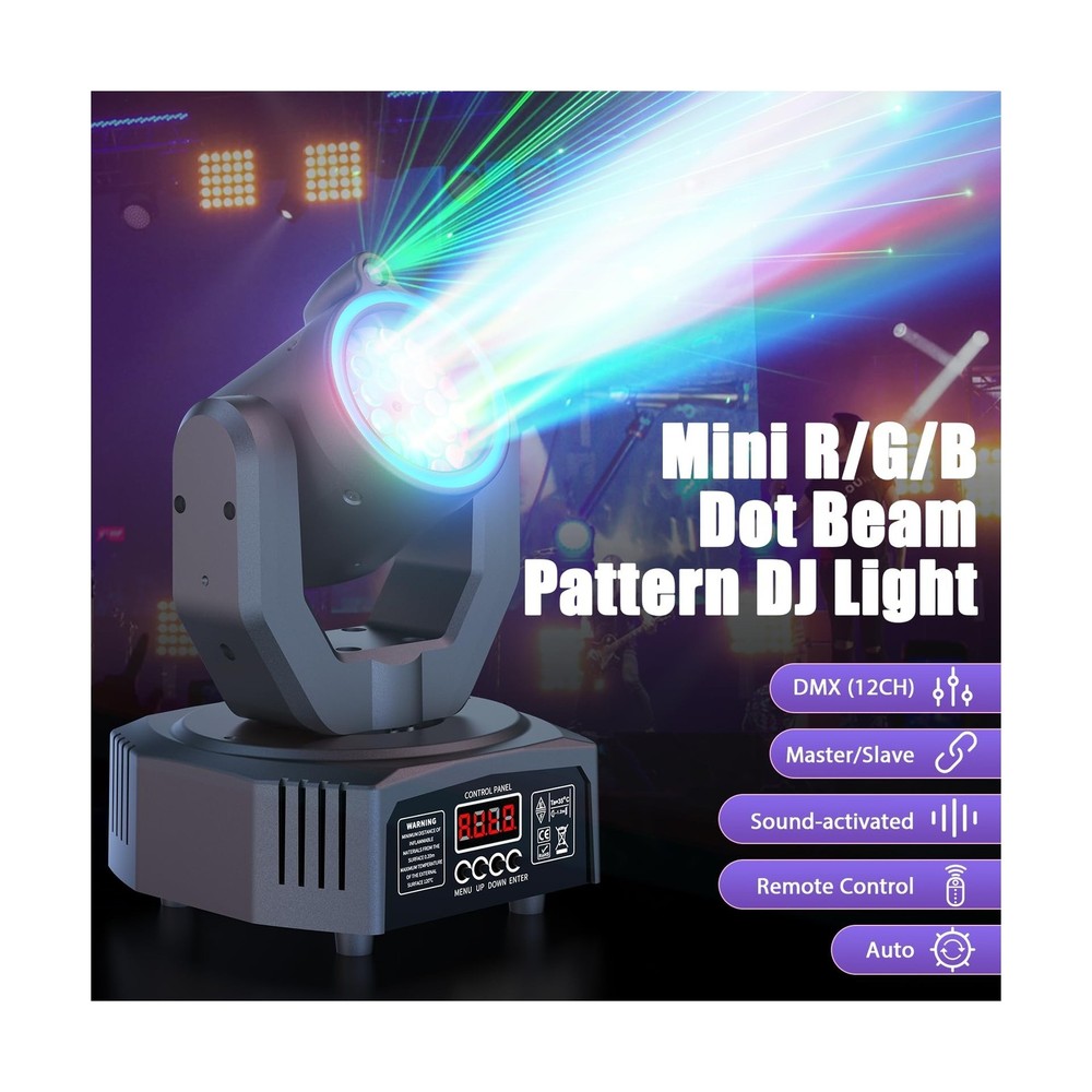 2PCS Compact 30W Stage Moving Head Light with Beam,GOBO Projection,Remote Con...