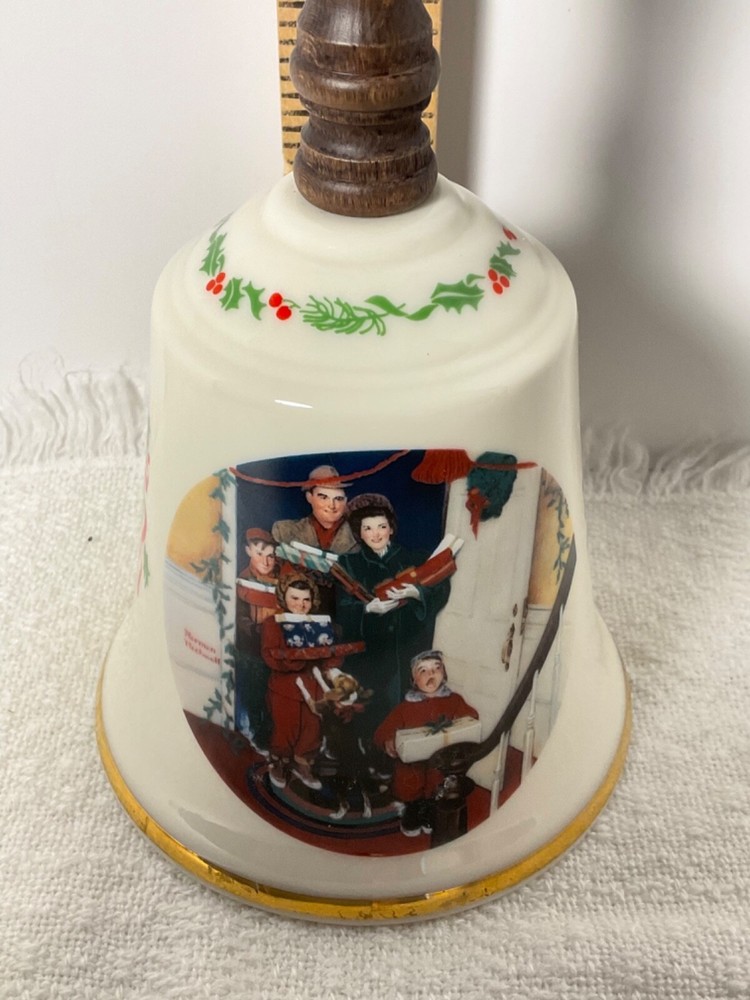 GORHAM 1987 Christmas bell Wooden handle 9”
