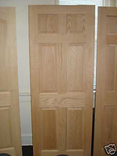 6 Panel Raised Red Oak Traditional Stain Grade Solid Core Interior Doors - Slabs