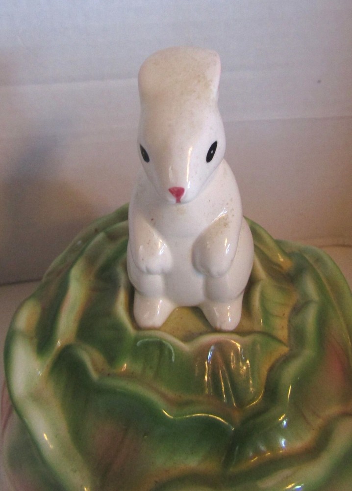 Applause Easter Bunny Cabbage Candy Trinket Dish Rabbit Ceramic Spring