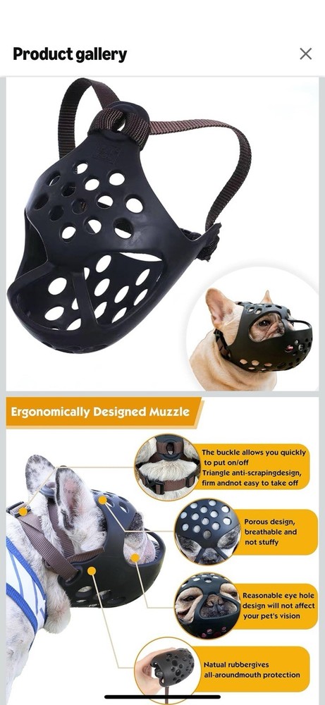 Silicone Muzzle for Short Snout Dogs Soft & Adjustable for Grooming