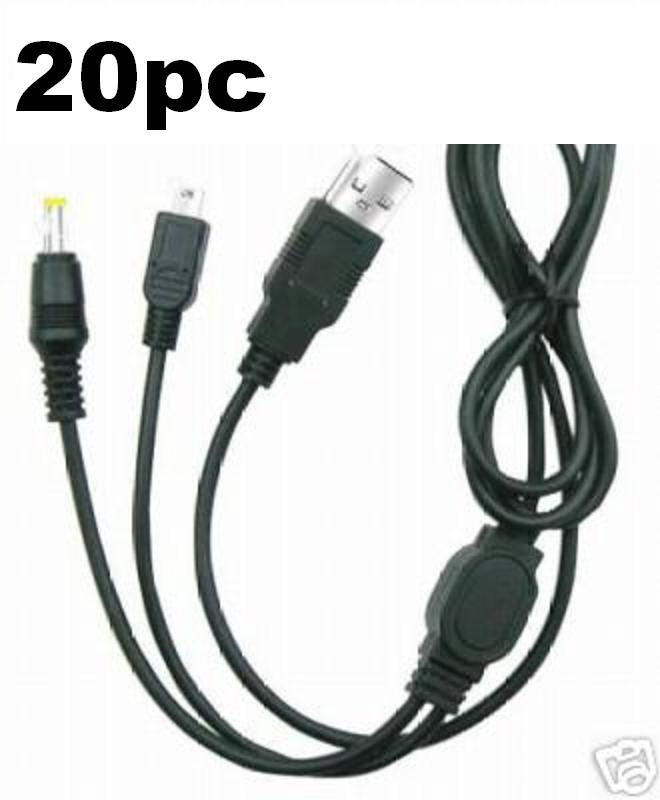 20 PC Lot 2in1 USB Charger Data Link Cable Sony PS2PS3PS4 Controller System PSP