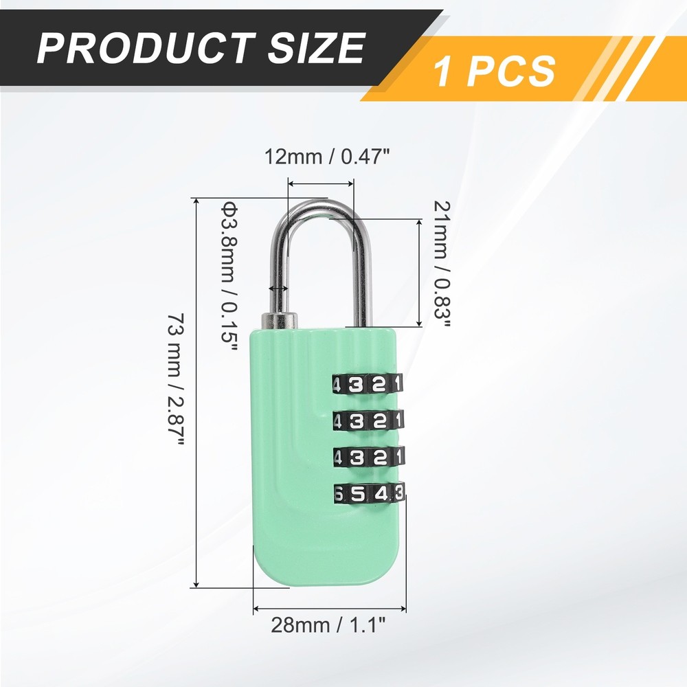 Resettable 4 Digit Combination Lock Code Padlock, Green (73 x 28mm)