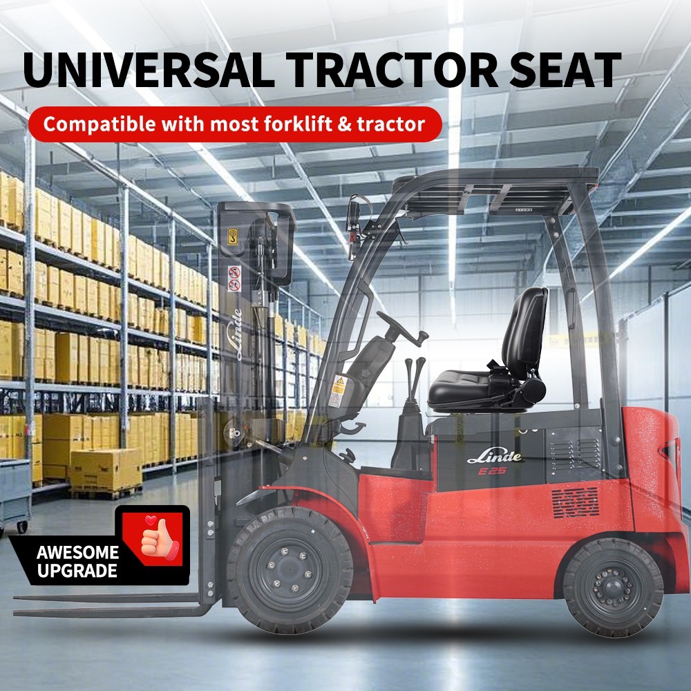 Tractor Forklift Seat Excavator Universal Adjustable Backrest Armrest Safty Belt