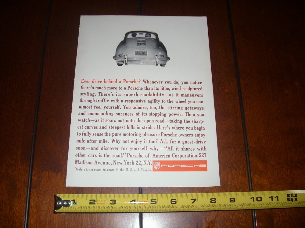 1961 PORSCHE - ORIGINAL VINTAGE AD