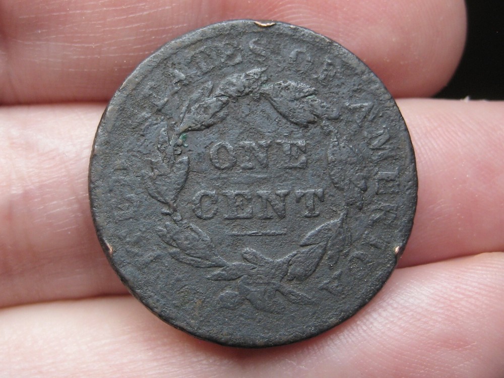 1837 Matron Head Large Cent Penny, Plain Cord, Medium Letters, Good Details