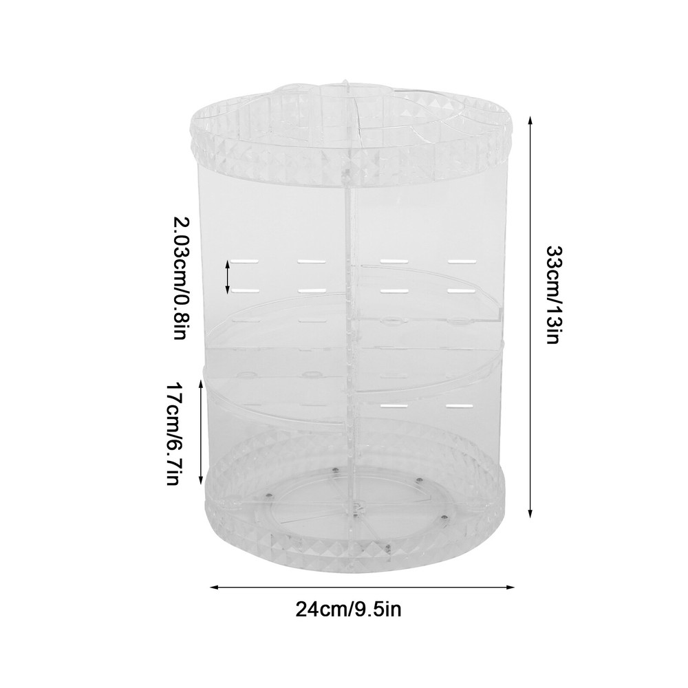 360° Rotating Makeup Organizer Adjustable Shelf Rotatable Cosmetic Organizer Box