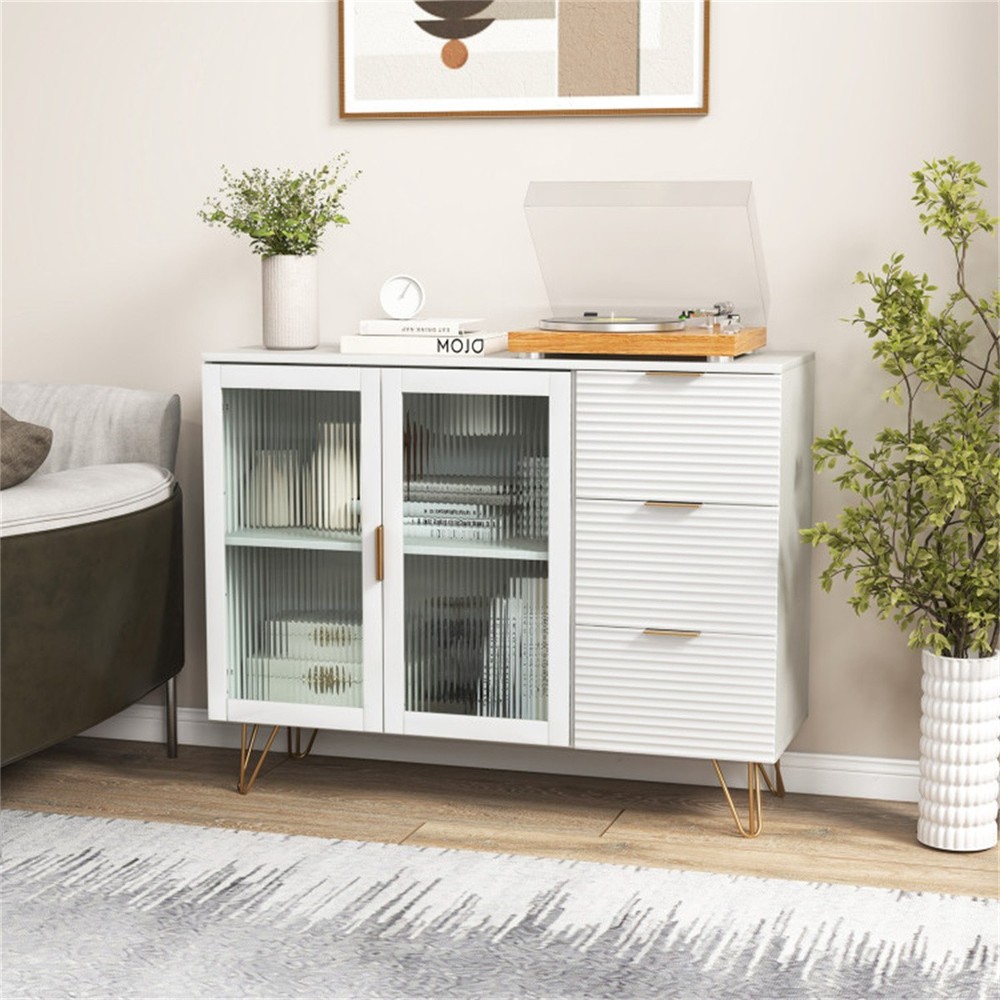 Versatile Sideboard Storage Cabinet Cupboard Bar Cabinet Buffet with 3 Drawer