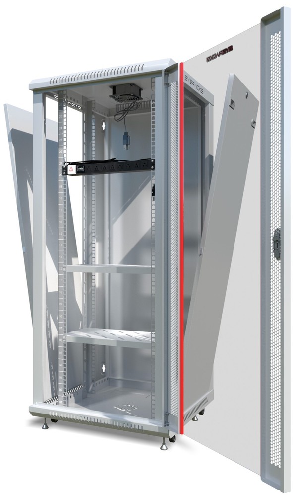 22U Server Rack Locking Network Cabinet Data Enclosure with PDU-Feet-Fan-Shelf