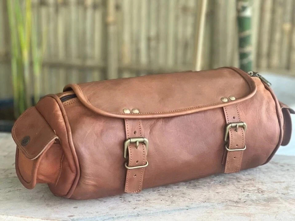 Goat Leather Motorcycle Tool Bag Brown Genuine