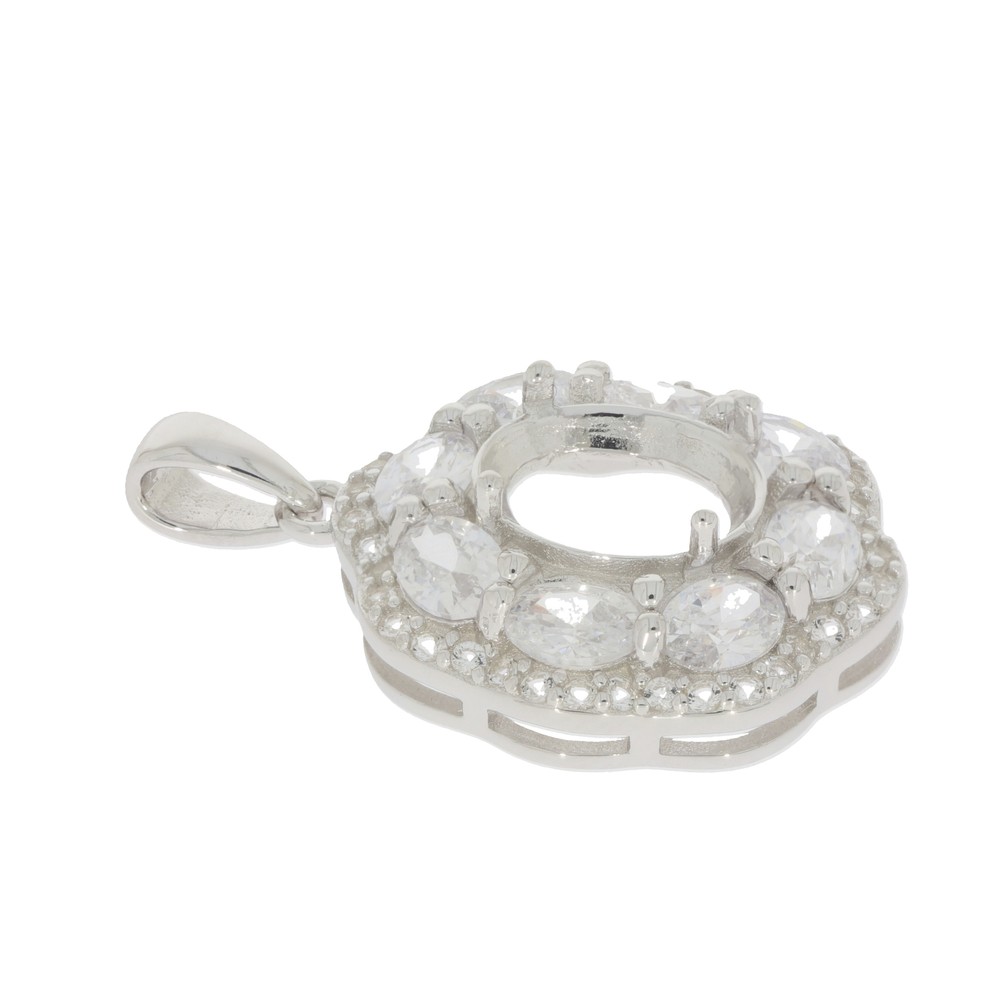 Sterling Silver Semi Mount Pendant Setting Oval OV 9x7mm