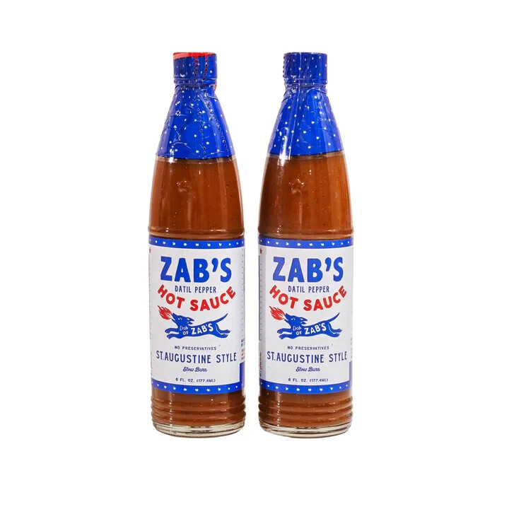 Zab's Datil Pepper Hot Sauce St. Augustine Style Spicy Pepper 6 Oz x 2 Pack