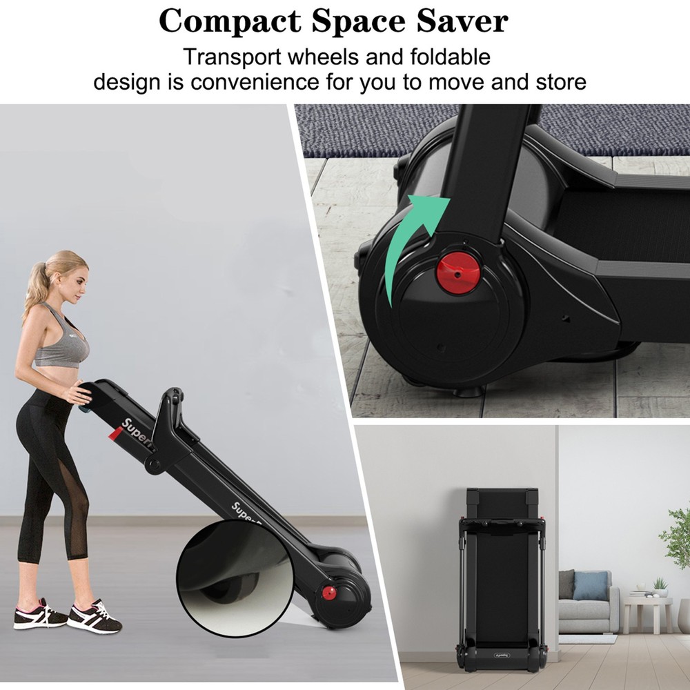 Folding Electric Treadmill 3.0HP Exercise Running Machine w/ App Control Red