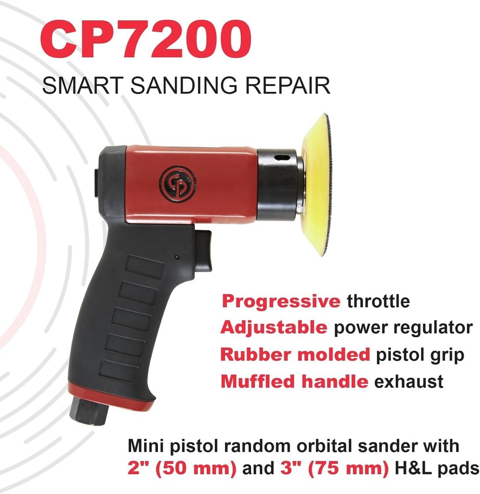 Chicago Pneumatic CP7200 Mini Random Orbital Sander - Air-Powered Precision Tool