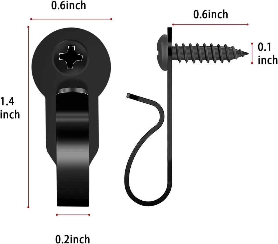 48 Pack Screw Hooks Black Outdoor String Light Clips Christmas Light Hooks...