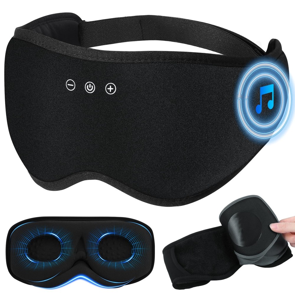 Bluetooth Sleep Headphones for Side Sleepers with Timming Setting, 100% Black...