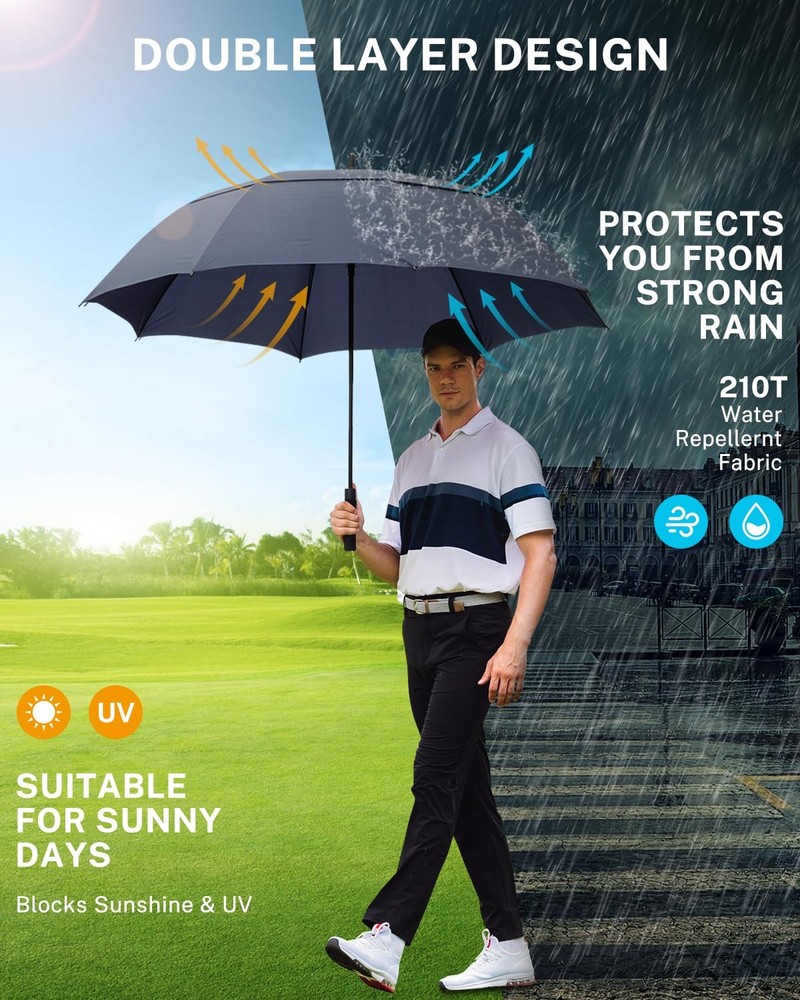 Gonex 80" Extra Large Golf Umbrella Automatic Open Windproof UV Protection Trave
